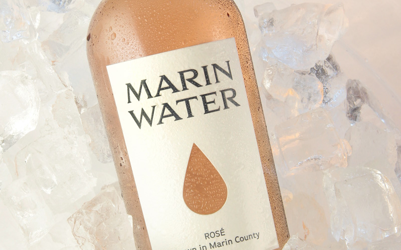 Marin Water rose bottle in ice