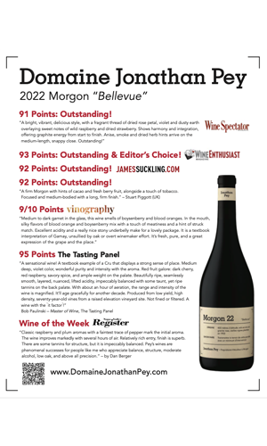 Domaine Jonathan Pey Morgon Bellevue Cru 2022 Acclaim Sheet thumb